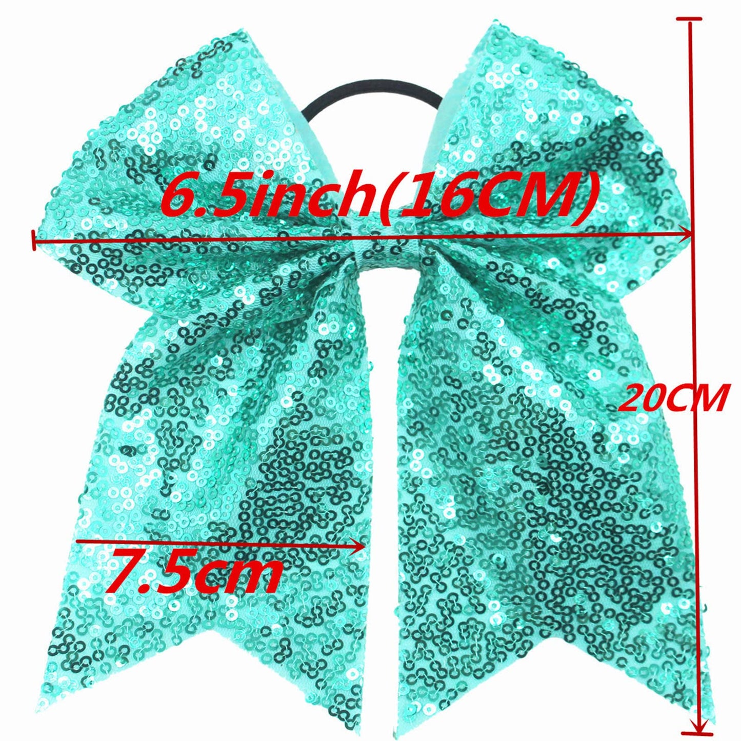 Xansema 6.5 Inches Sequins Hair Bows Elastic Hair Tie Ribbon Large Cheer Bow Ponytail Holder Hair Band for Women Girls Kids Teens (Pink)