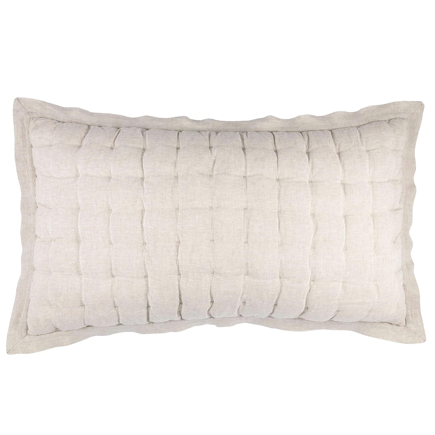 Pine Cone Hill Lush Linen Natural Puff Pillow Sham, Euro Size, Neutral Solid Pattern