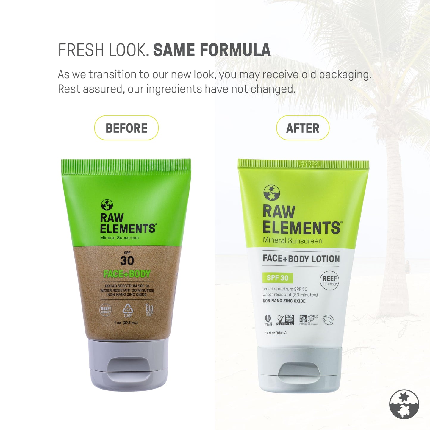 Raw Elements Face and Body Mineral Sunscreen SPF 30 Tube, Organic Sunblock Daily Protection, Non Toxic Reef Safe, Water Resistant, Cruelty Free, 3 oz