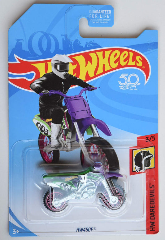 Hot Wheels 1:64 Scale DIE CAST DAREDEVILS 3/5, Green HW450F 50TH Anniversary Card