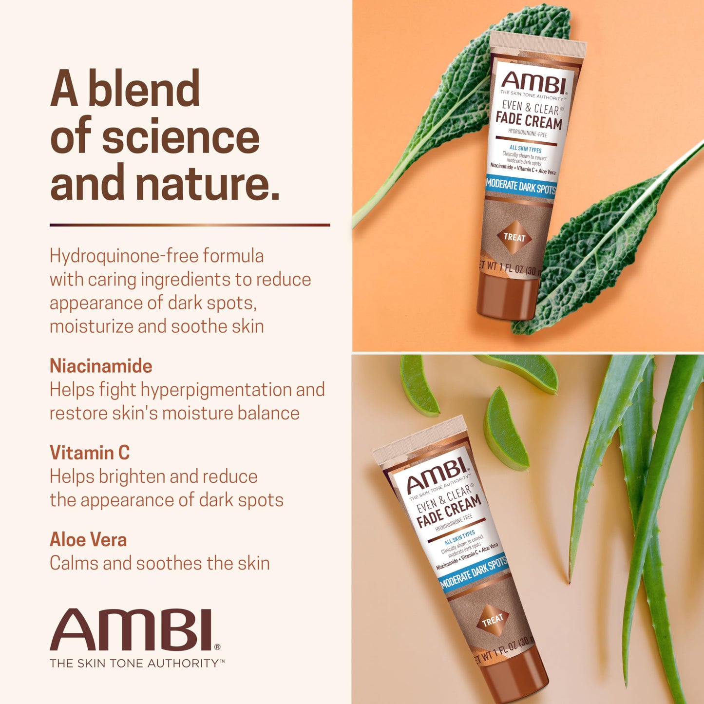 Ambi Even & Clear Fade Cream, Hydroquinone-free, Hyperpigmentation Treatment, Dark Spot Corrector, Results In As Little As 4 Weeks, Niacinamide, Aloe Beauty and Personal Care Ambi