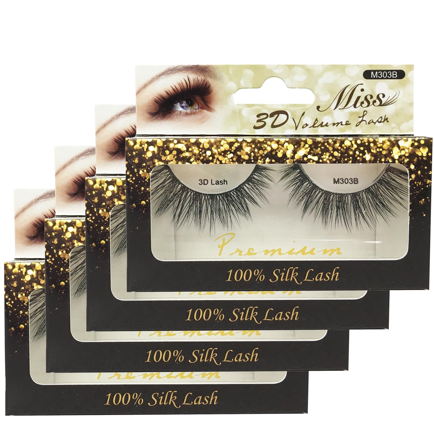 "4 Pairs" Miss Lash 100% Handmade Tapered 3D Volume lash M303B