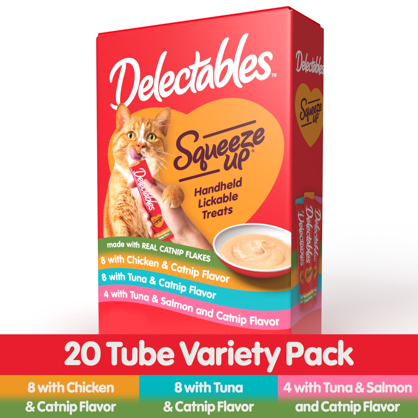 Delectables Squeeze Up Catnip Variety Pack – Creamy Lickable Cat Treats, Grain-Free, No Fillers or Preservatives – 20 Tubes, 0.5oz Each