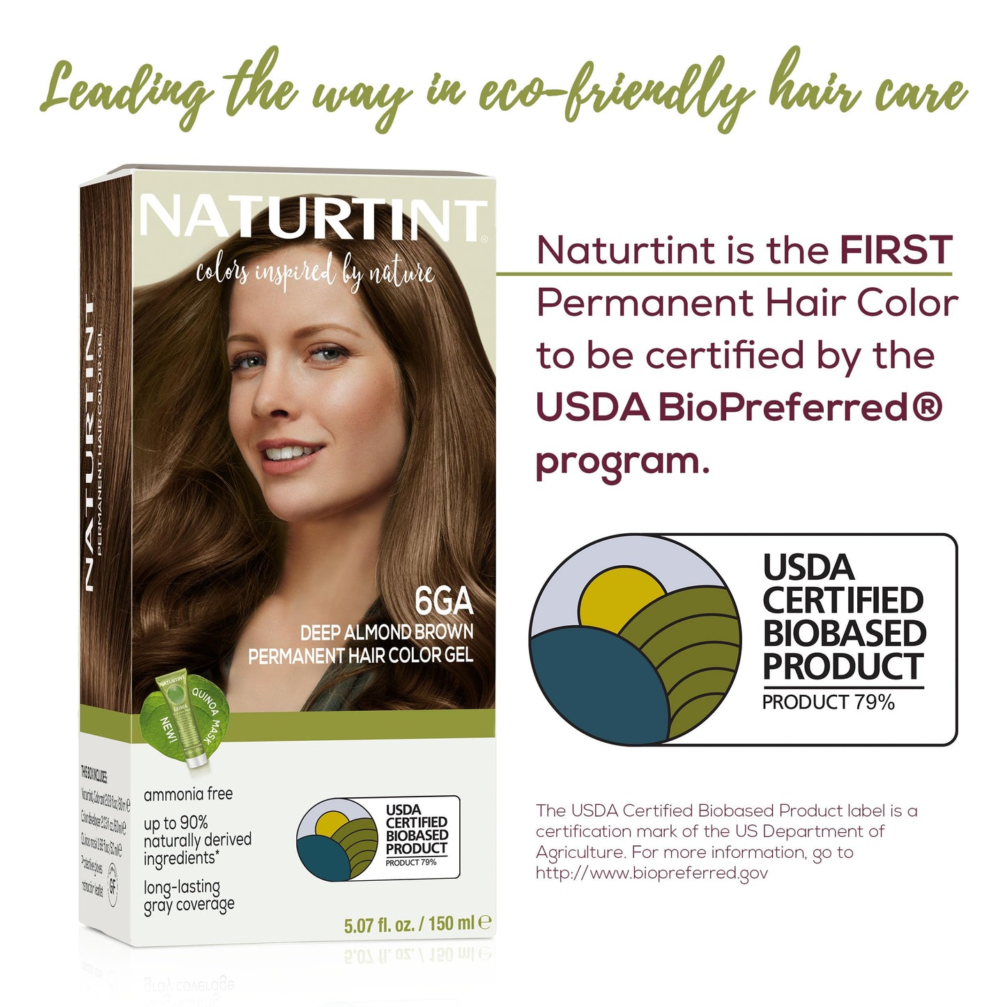 Naturtint 6GA Deep Almond Brown Permanent Hair Color (Pack of 1), Ammonia Free, Vegan, Cruelty Free, up to 100% Gray Coverage, Long Lasting Results
