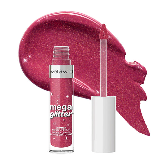 wet n wild Mega Glitter Shimmer Liquid Lipstick, Matte-to-Glitter Finish, Lightweight Formula, Comfortable Wear, Vitamin E-Infused for Nourished Lips, Vegan & Cruelty-Free - Pink Future