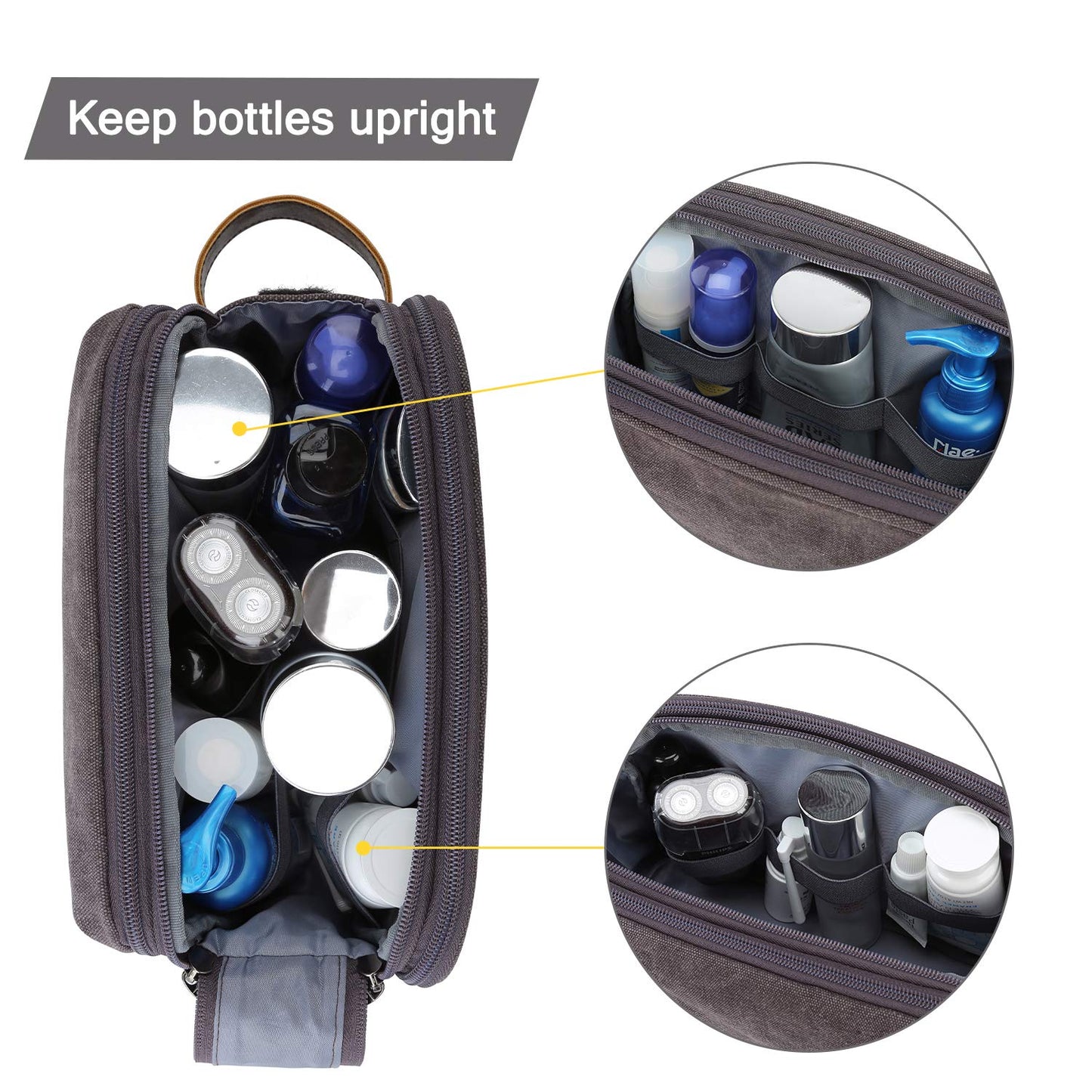 BAGSMART Toiletry Bag for Men, Canvas Travel Toiletry Organizer Dopp Kit Water-resistant Shaving Bag for Toiletries Accessories,Grey-Medium Beauty and Personal Care BAGSMART