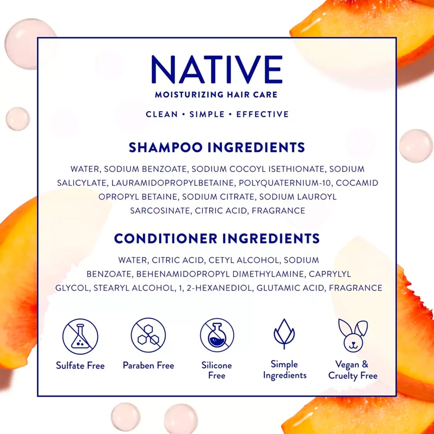 Native Sweet Peach & Nectar Shampoo & Conditioner, 34 Fl. Oz. - Pack Of 02.