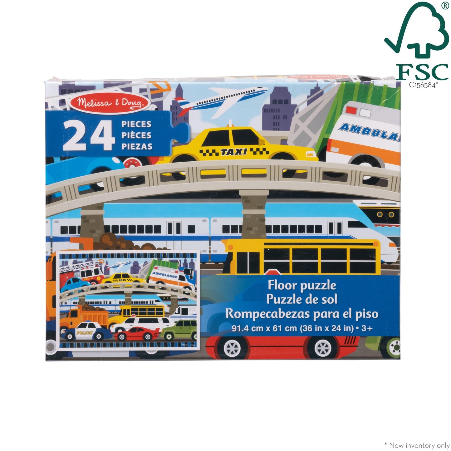 Melissa & Doug Traffic Jam Jumbo Jigsaw Floor Puzzle (24 pcs, 2 x 3 feet Long) - FSC Certified