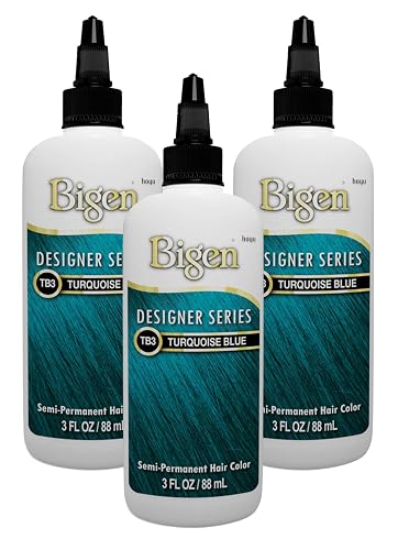 Bigen Semi-Permanent Haircolor #Tb3 Turquoise Blue 3 Ounce (88ml) (3 Pack)