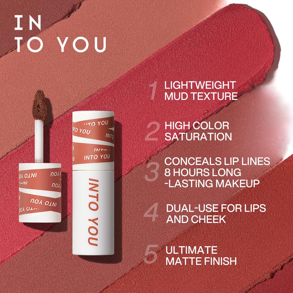 INTO YOU Matte Lipstick, Super Stay Lipcolor for Women, Waterproof, Long Lasting Lip Stain, High Impact Lip Clay with Lightweight Lip Mud Texture
