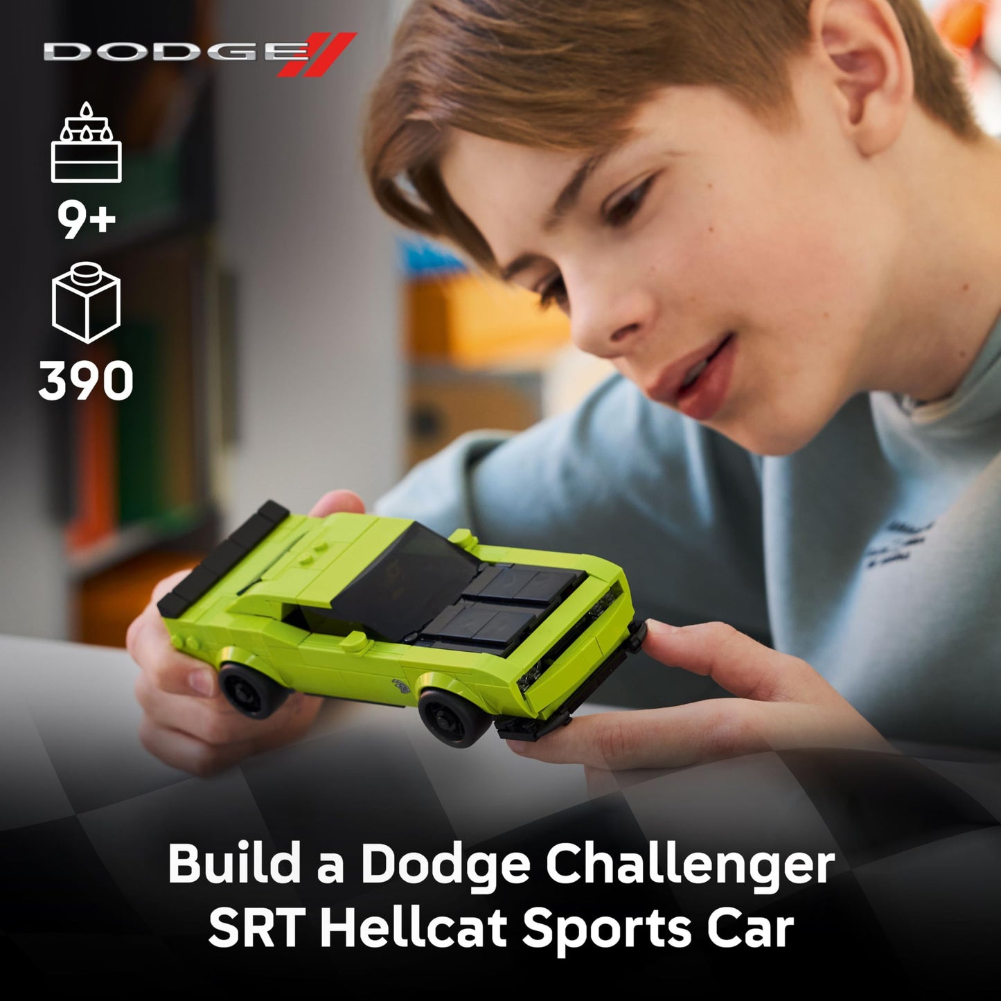 LEGO Speed Champions Dodge Challenger SRT Hellcat, Sports Car Building Toy for Kids Ages 9+, Fun Playset & Gift for Racing Fans, 77237