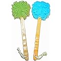 Shower Loofah Body & Back Scrubber - Exfoliating luffa loofa Bath Brush On a Stick - with Long Wooden Handle Back Brush for Men & Women - Easy Reach