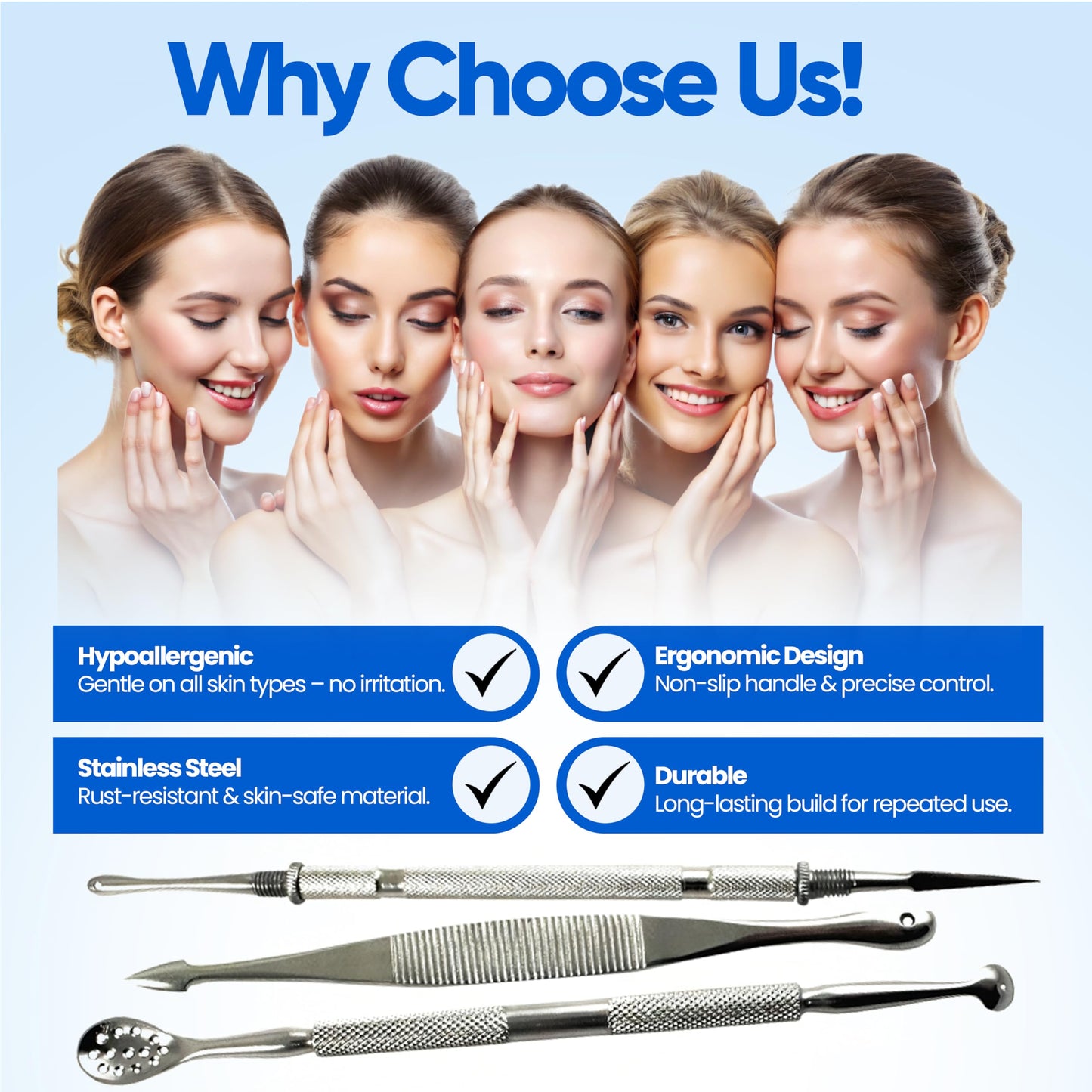 Blackhead Remover Extractor Pimple Popper Tools - Comedone Acne Zit Cleaner Kit for Nose Facial Pore Press Tool for Face Blemish Whitehead Popping