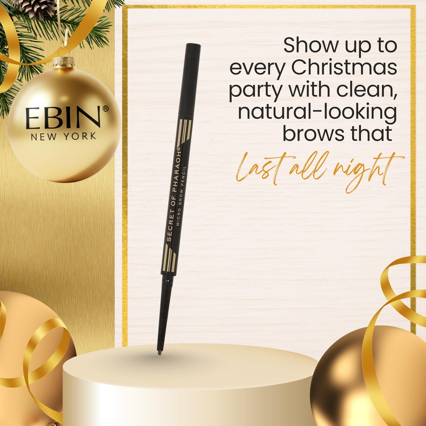 EBIN NEW YORK Micro Brow Pencil Natural Brown - Fine Tip Brow Pencil with Smooth Application & Built-In Blending Brush