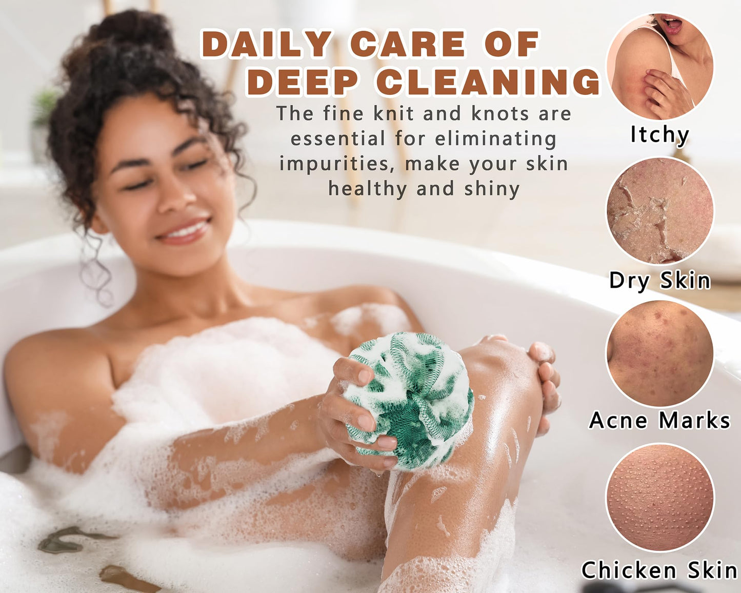 2 Pack African Net Sponge Exfoliating Body Scrubber Bath Sponge for Daily Use (Yellow + Dark Green) Beauty and Personal Care Gainlove