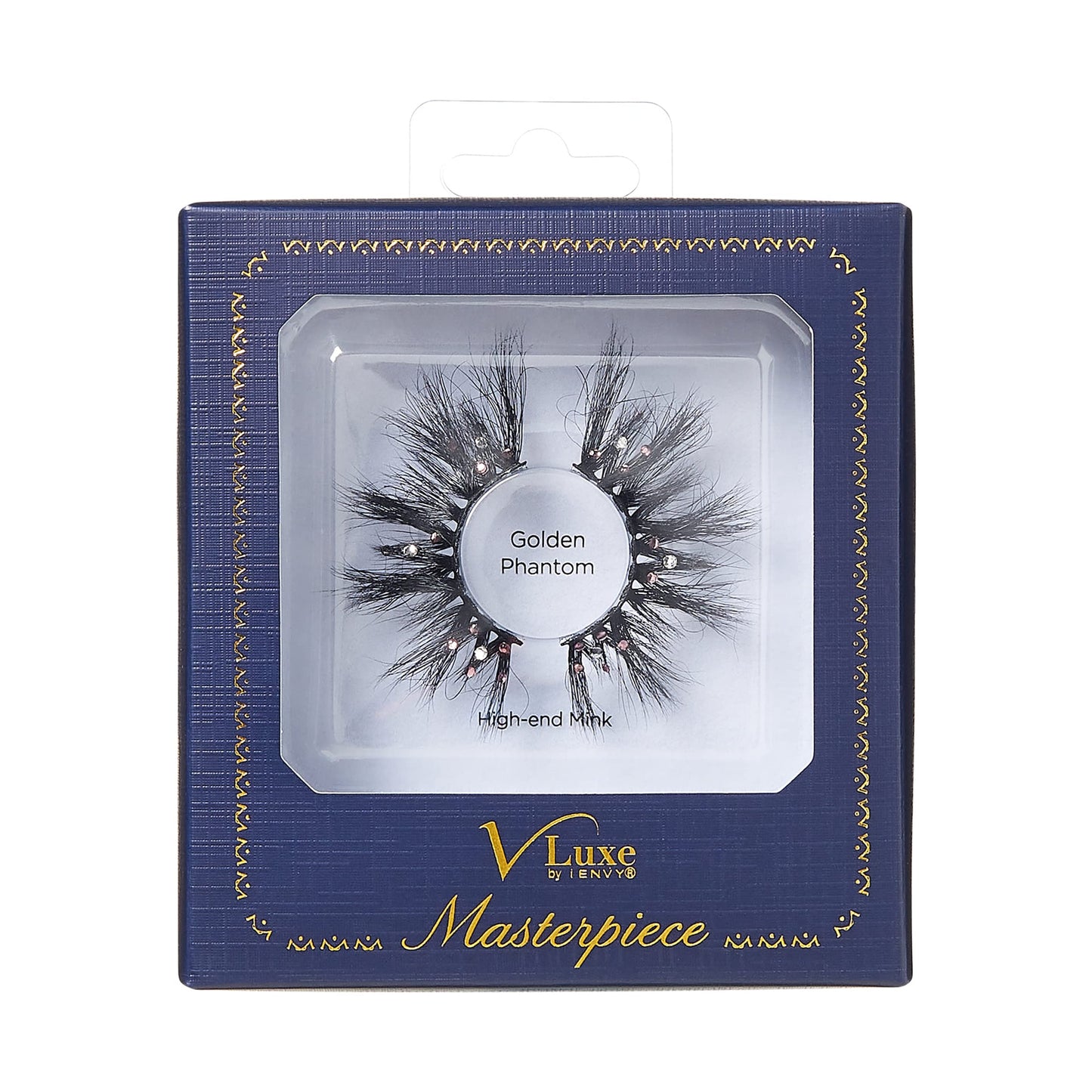Vluxe by iEnvy Lashes with Rhinestones Masterpiece Mink Lashes, Diamond False Eyelashes (Golden Phantom)