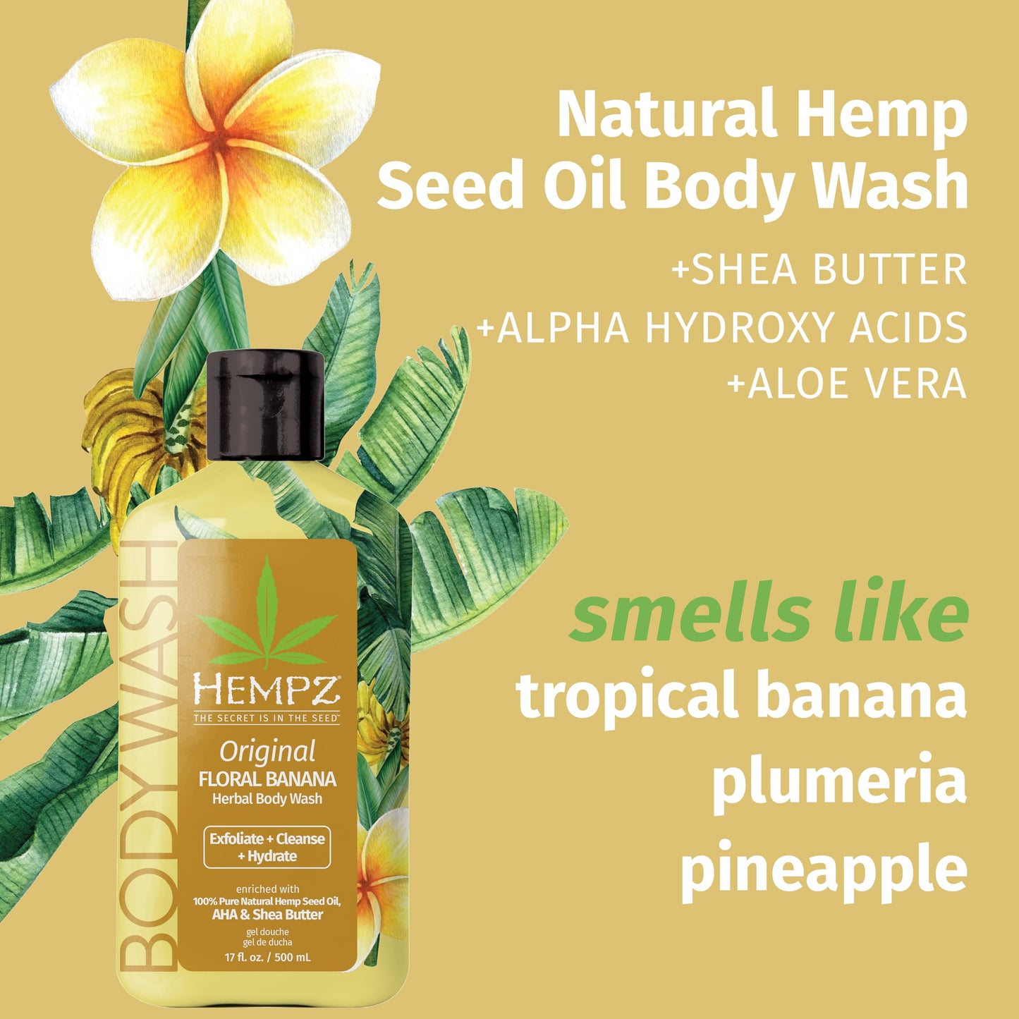 Hempz NEW Mini Body Wash, Original Herbal Travel Size Shower Gel, 2.25 oz.