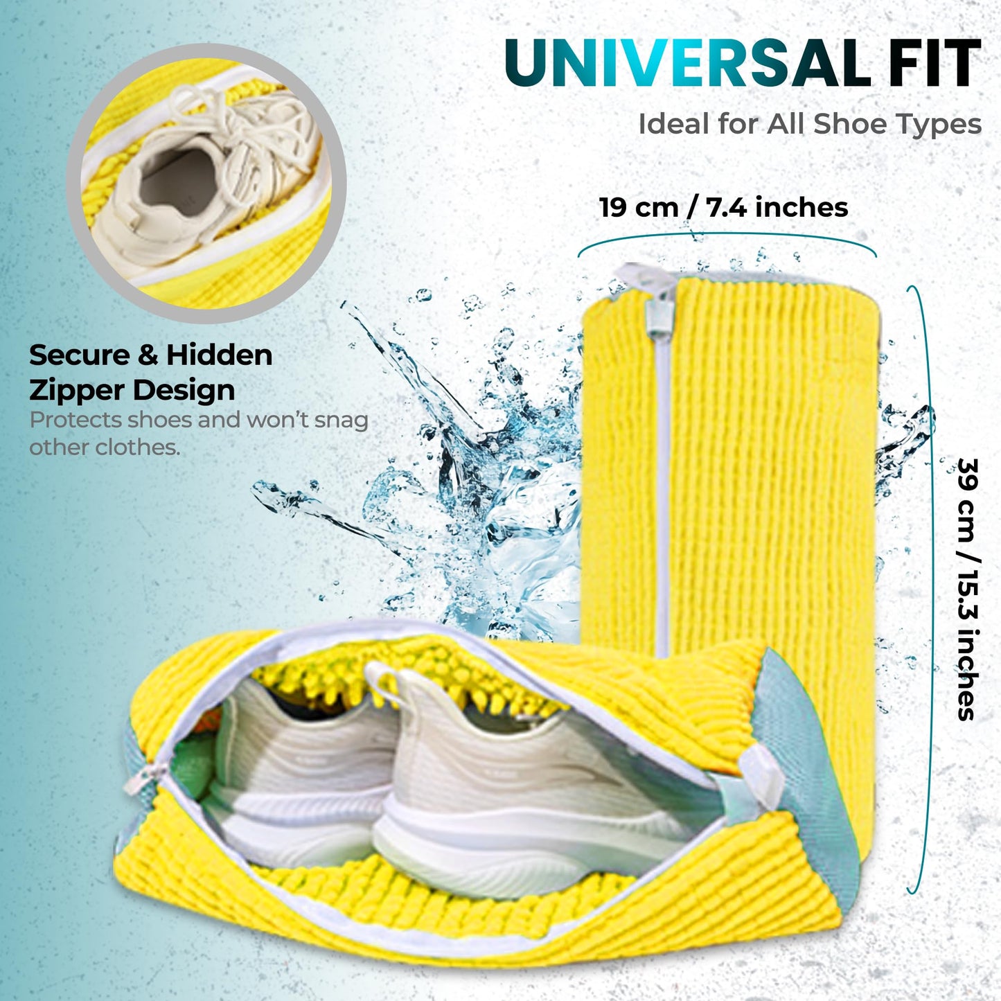DASZERX 2-Pack Shoe Washing Bags – Reusable 360° Wrap for Washing Machine & Dryer, Protect Sneakers, Boots & Delicate Footwear