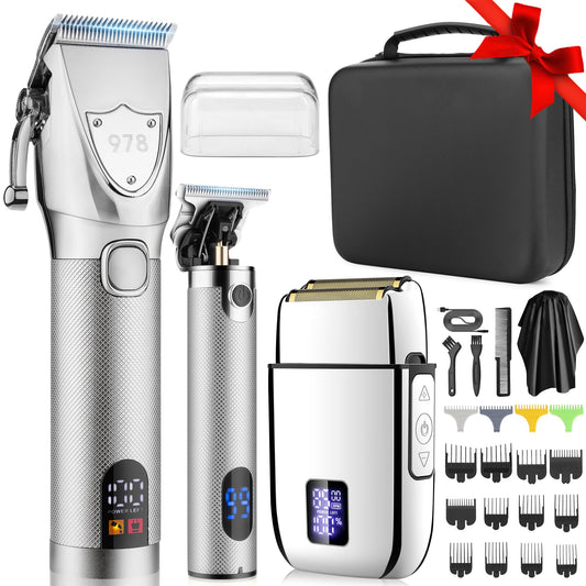Lanumi Professional Hair Clippers Electric Razor Shavers Men 3 Piece Set Rechargeable Clippers and Trimmers Beard Trimmer Barber Kit with Travel Case Beauty and Personal Care Lanumi