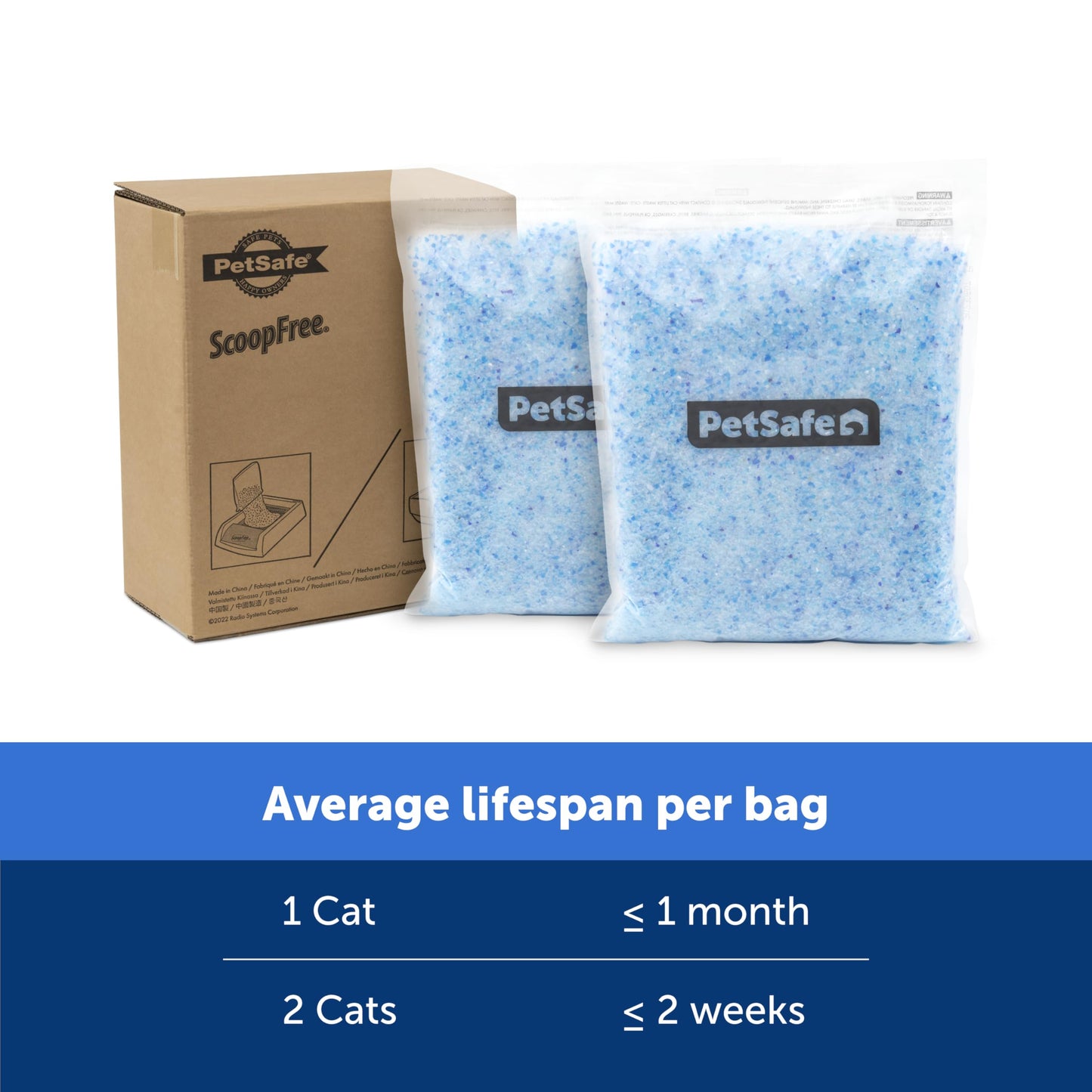 PetSafe ScoopFree Crystal Cat Litter – Low Dust, Less Tracking, Non-Clumping, Long-Lasting Freshness – 8.6 lb (2 x 4.3 lb) – Original Blue