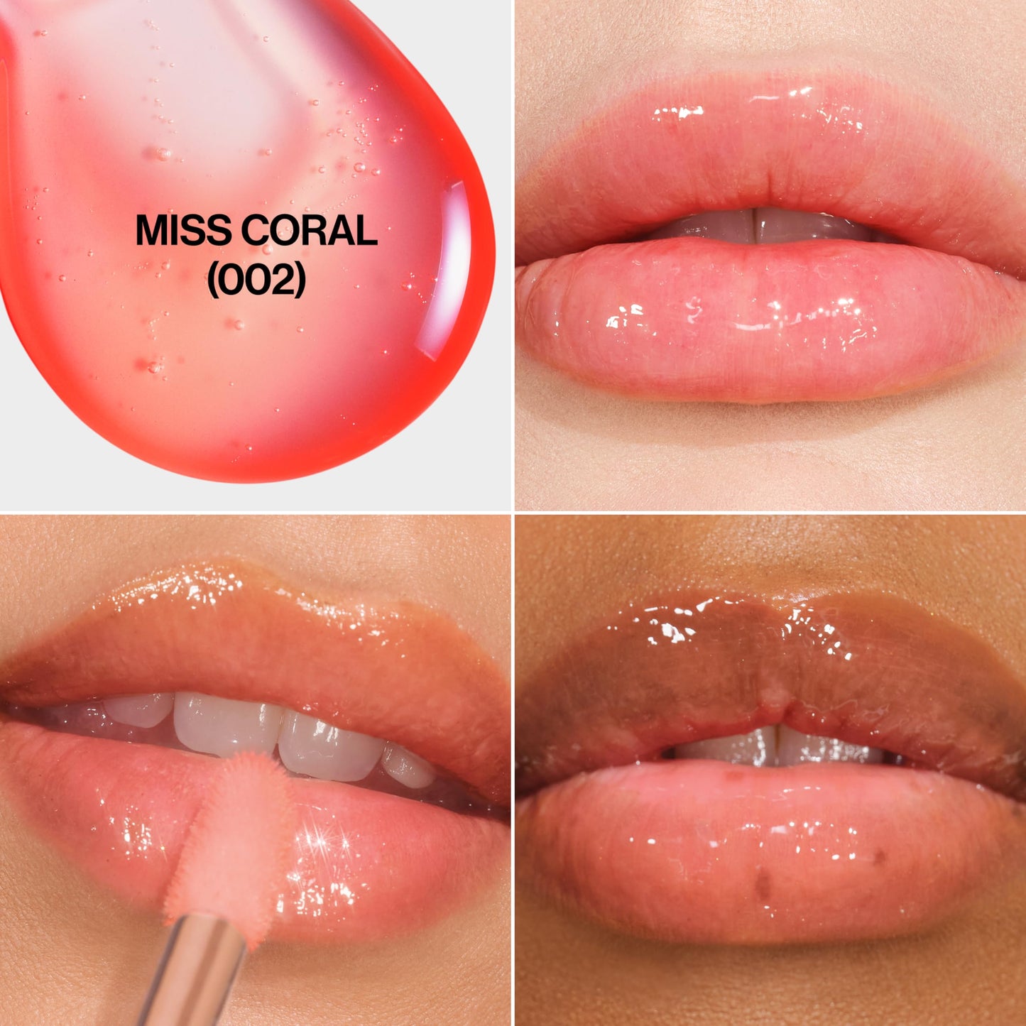 REVLON Super Lustrous Glimmer Lip Oil, Moisturizing & Tinted, Shiny Finish, Made with Plant-Based Squalane, 002 Miss Coral, 0.13 fl oz