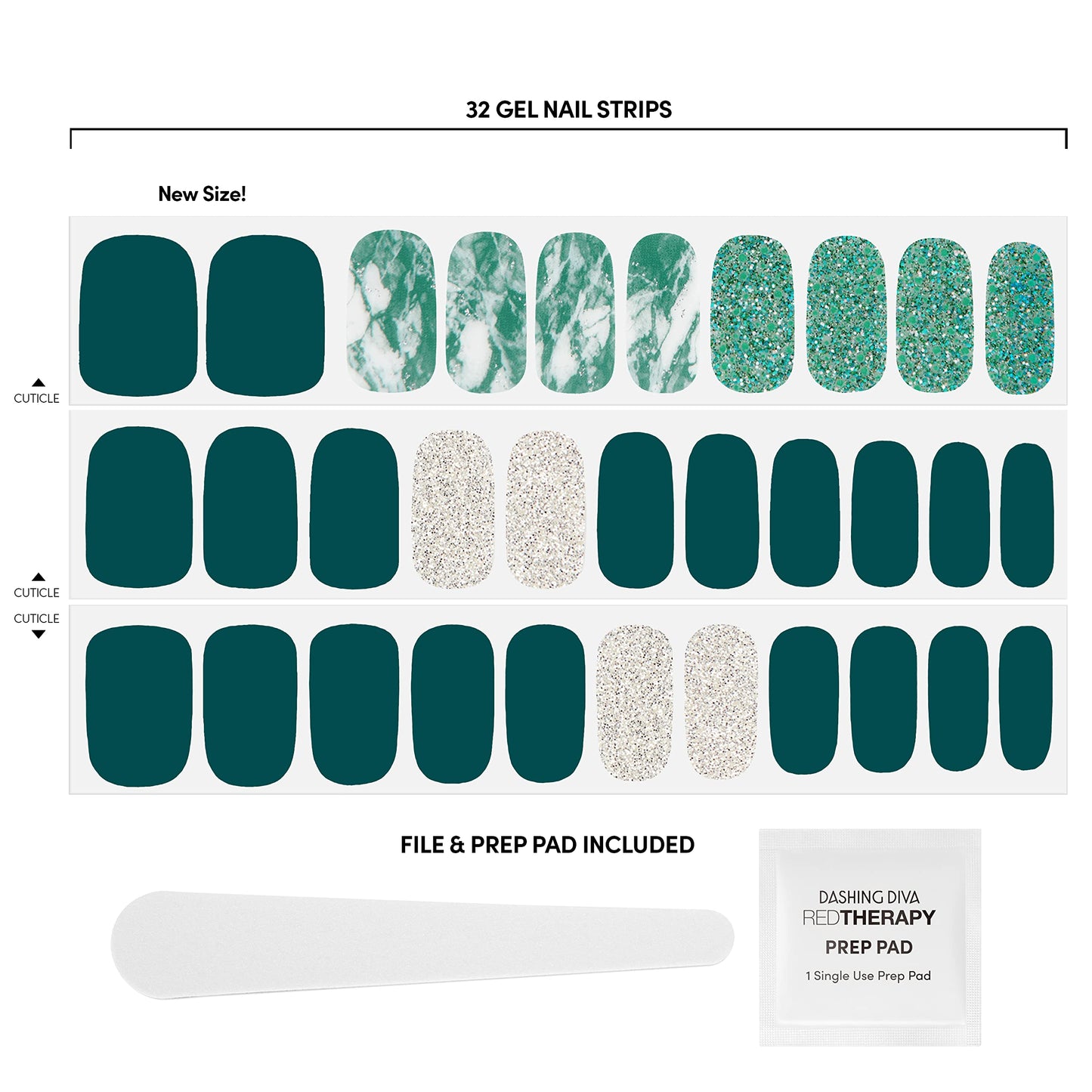 Dashing Diva Gloss Nail Strips - Ivy Opal | UV Free, Chip Resistant, Long Lasting Gel Nail Stickers | 32 Wraps, Prep Pad, Nail File