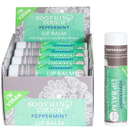 Soothing Touch Peppermint Vegan Organic Lip Balm, .25 oz (Case of 12) Beauty and Personal Care Soothing Touch
