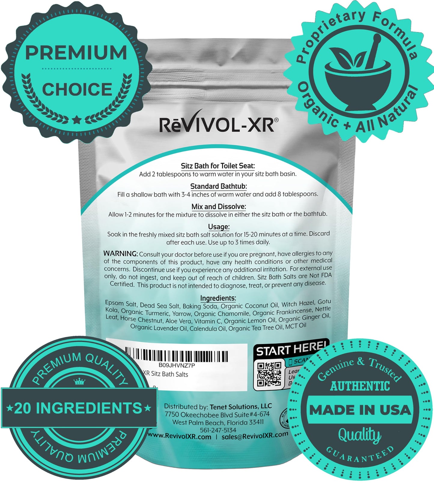 Sitz Bath for Hemorrhoids Soothing 20-in-1 Salts Mix + E Oils, 15 Soaks Concentrate for Toilet Seat Basin - Comfort Relief, Made in USA with Premium