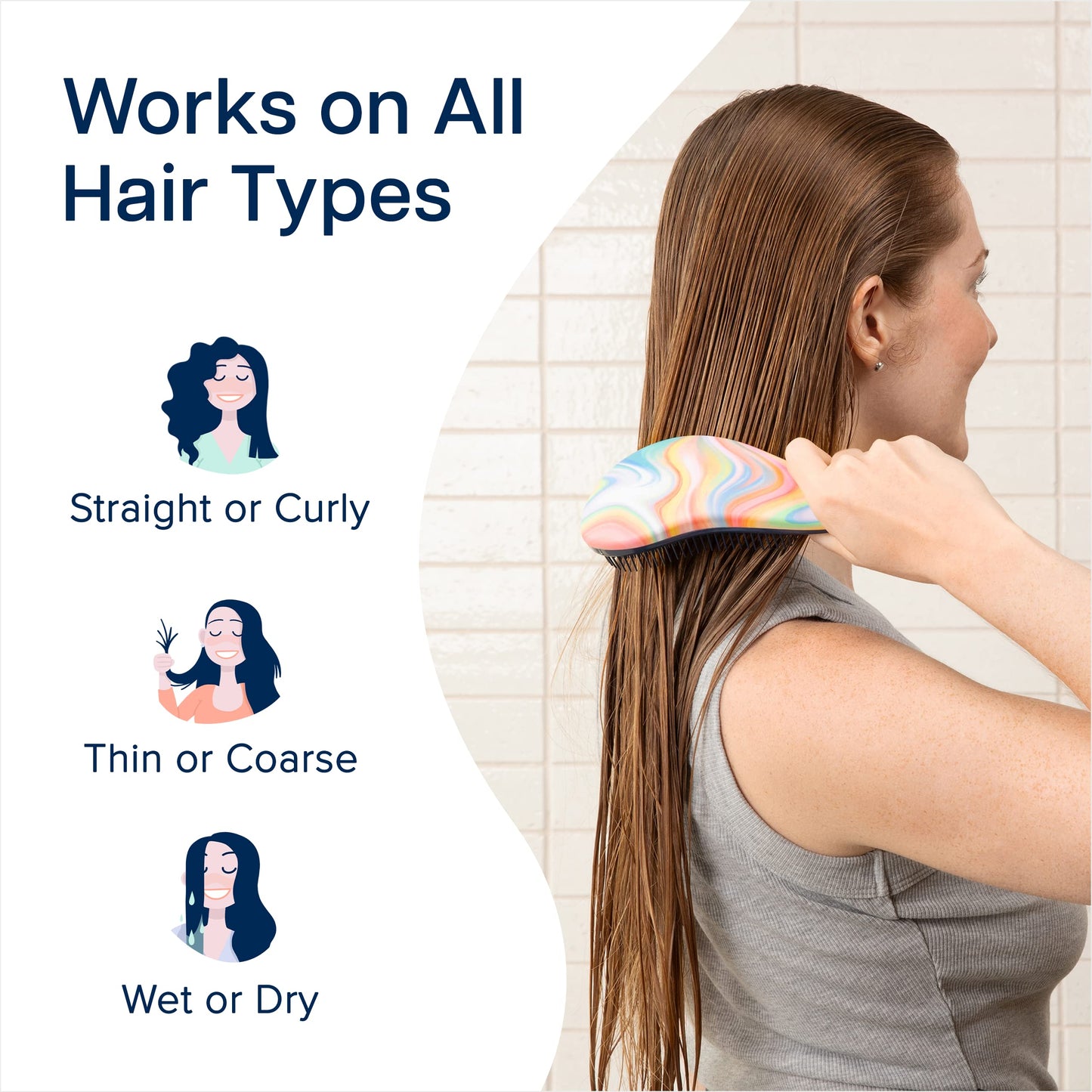 Crave Naturals Glide Thru Hair Brush - Detangler Brush for Curly, Straight, Wet or Dry Hair - Gentle Detangling Brushes for Adults, Kids, Toddlers