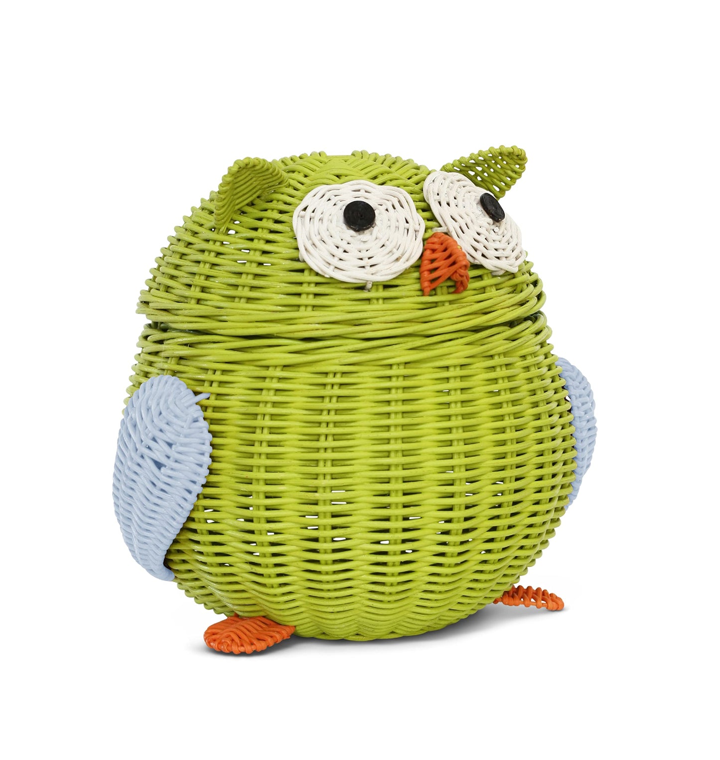 G6 COLLECTION Owl Rattan Storage Basket With Lid Decorative Bin Home Decor Hand Woven Shelf Organizer Cute Handmade Handcrafted Nursery Gift Animal…