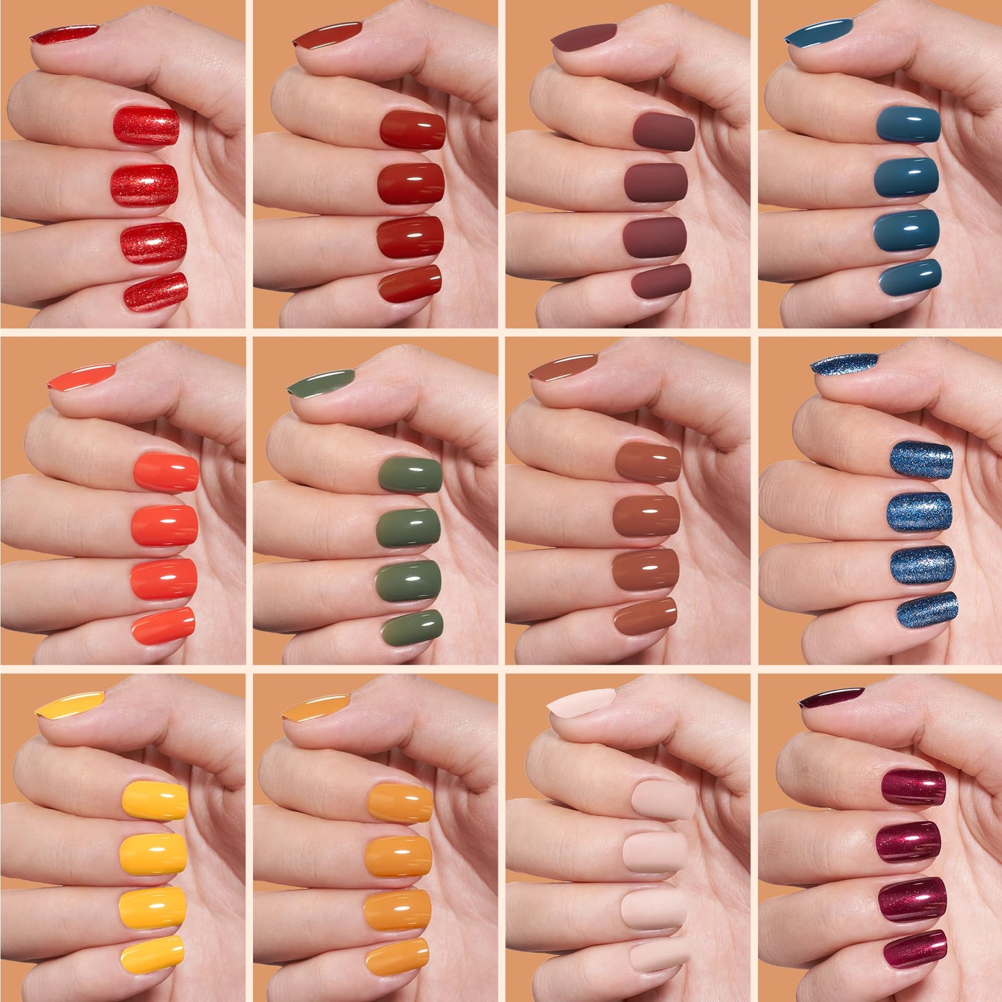 Beetles Press On Nails Kit - Festival Glow | 360Pcs 12 Colors Short Square Press On Nails | 15 Sizes Matte Glossy Glitter With Nail Glue & Nail Tabs Beauty and Personal Care beetles Gel Polish
