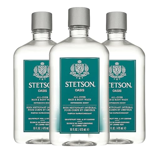 SCENT BEAUTY STETSON Personal Care All Over Hair & Body Wash Moisturizing Body Wash & Shampoo - 16 oz - 3 Pack - Oasis