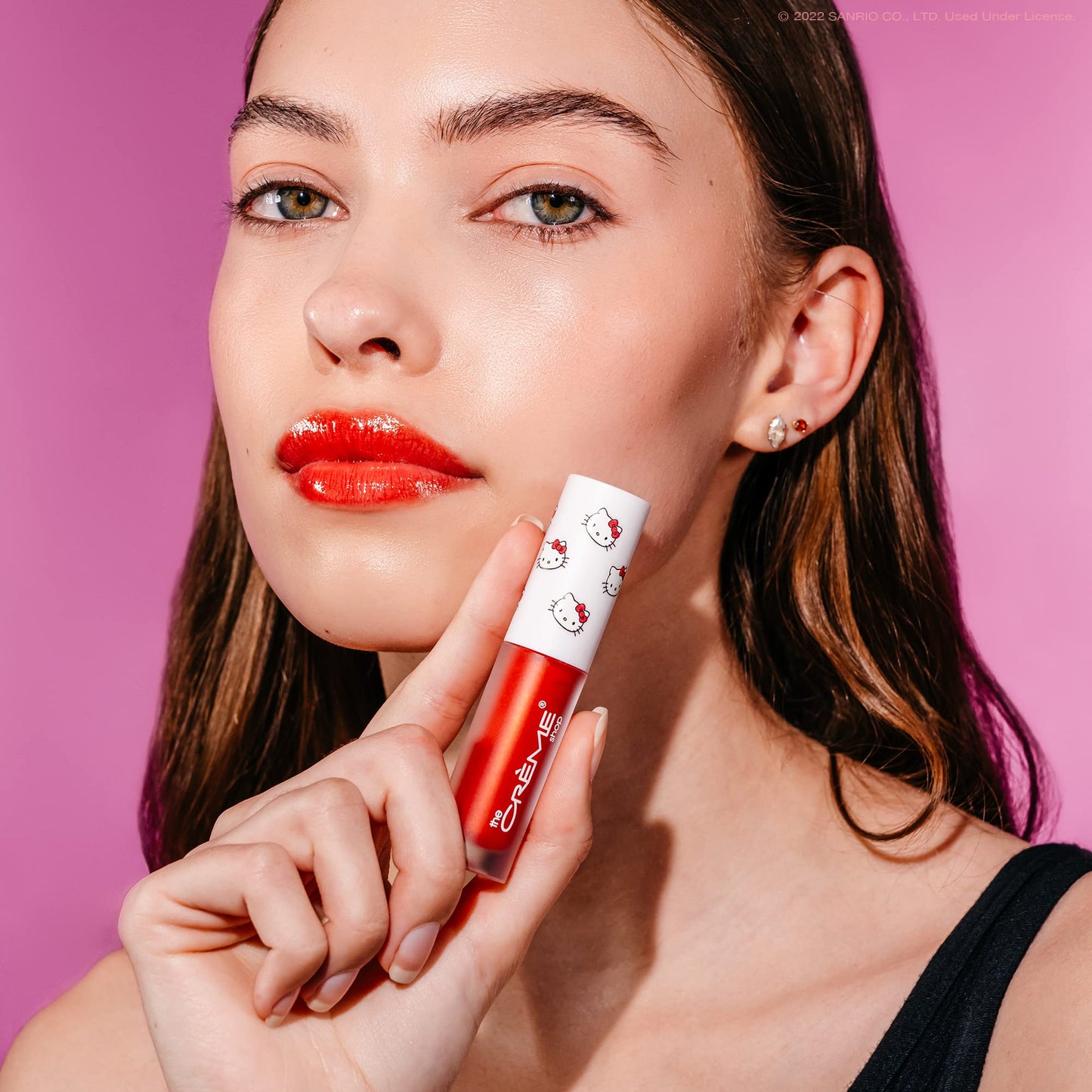 The Crème Shop x Hello Kitty | Kawaii Kiss Moisturizing Lip Oil - Apple | Ultra Hydrating Lip Moisturizer | Sheer Red Tinted Lip Gloss