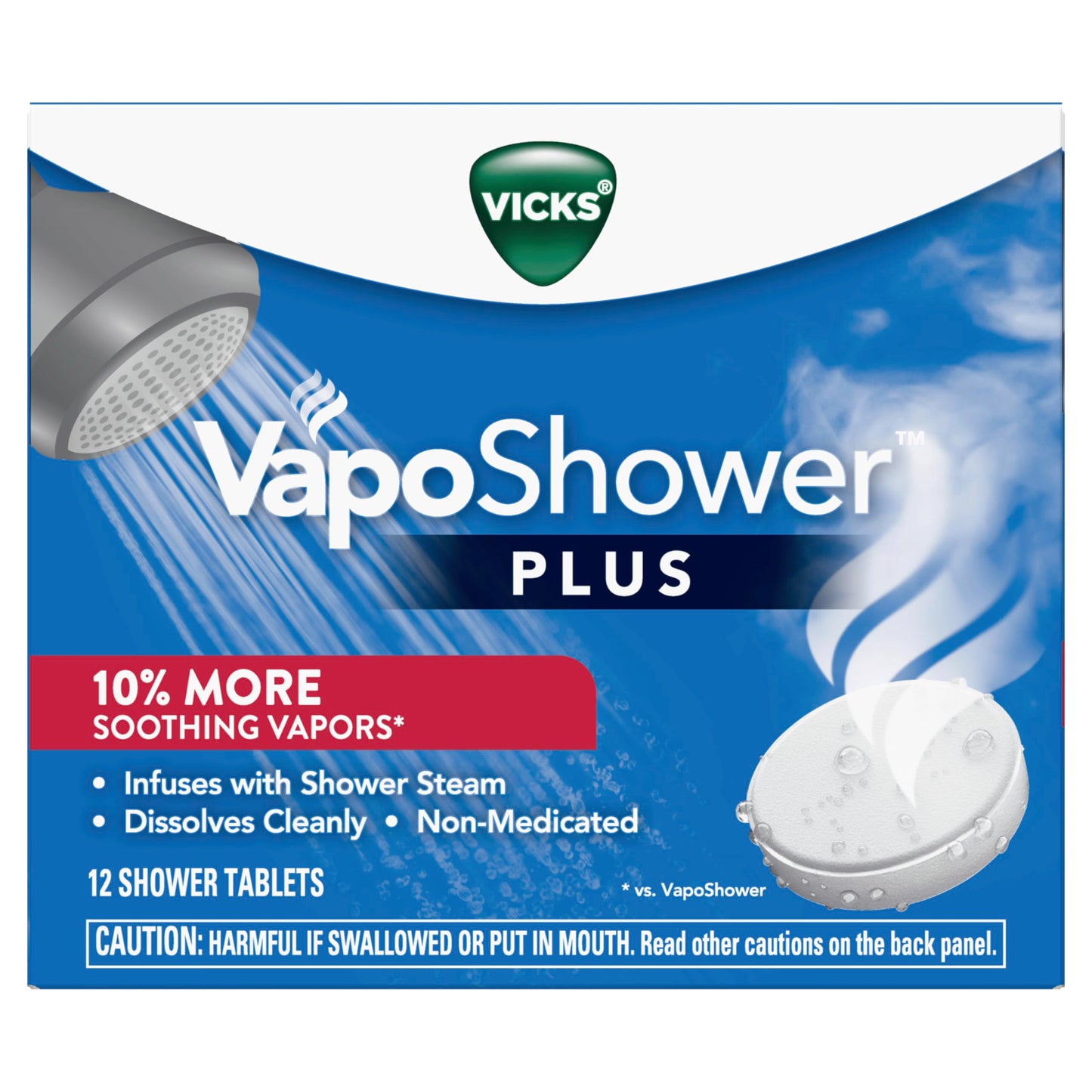 Vicks VapoShower Plus Shower Steamers – 12 Ct Eucalyptus & Menthol Scented Aromatherapy Shower Tablets, Clean Dissolving Bombs