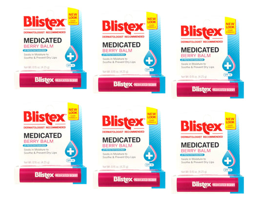 Blistex Medicated Lip Balm with SPF 15 for Dryness, Chapping and Soothes Irritated Lips, 0.15oz - Pack of 6