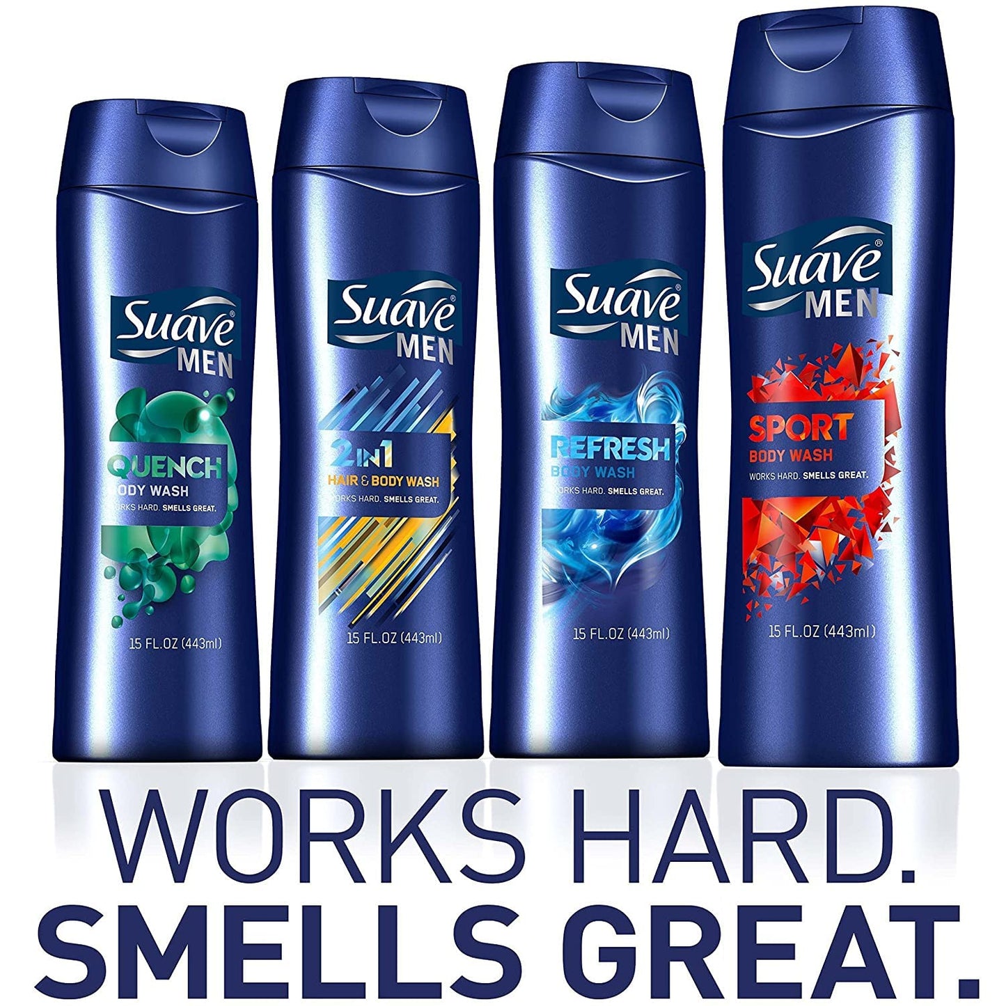 Suave Men Body Wash, Refreshing, 12 Fl Oz (Pack of 6)