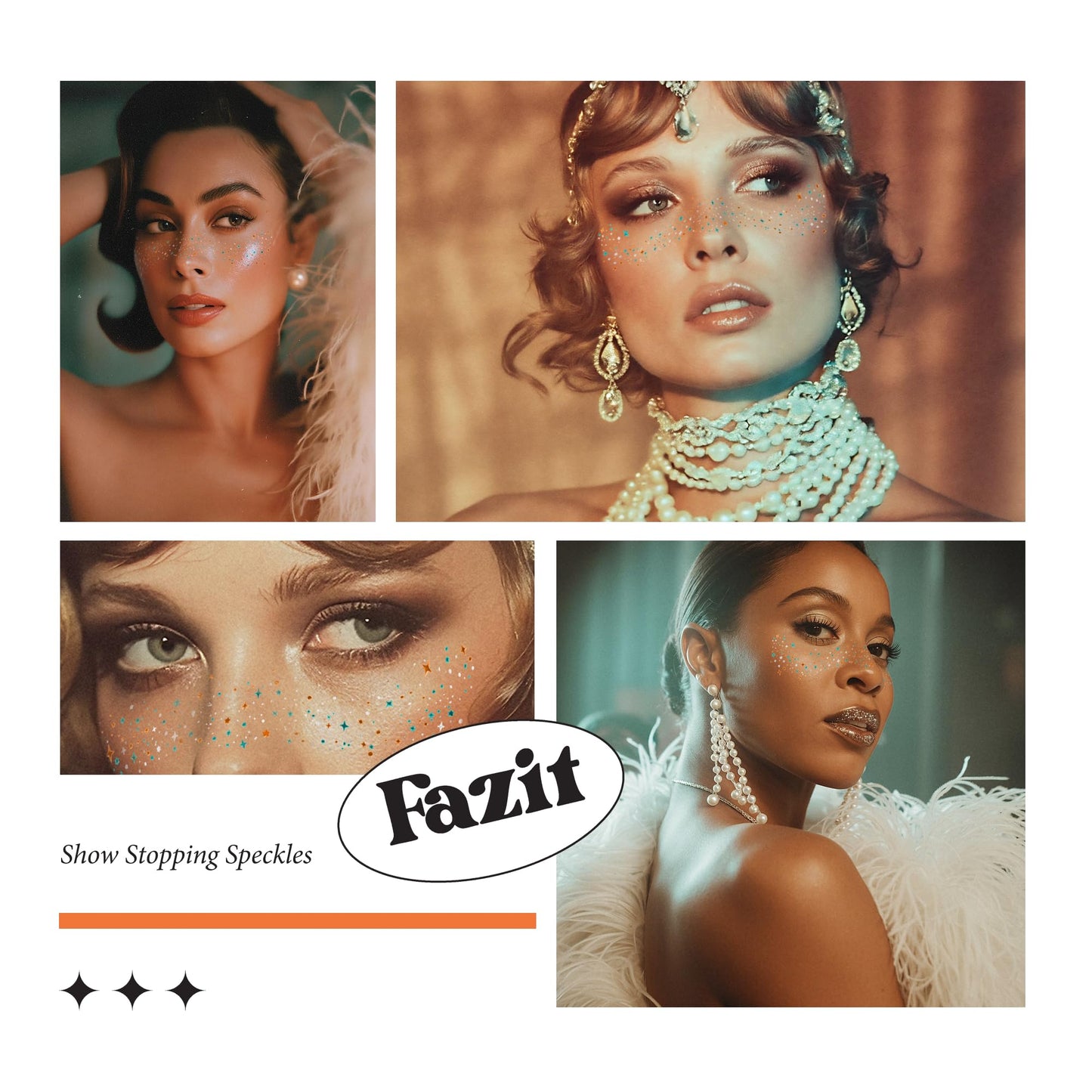 Fazit Makeup Patches - Show Stopping Speckles - Glow Up Make-Up Patches - Cute Glitter Makeup Accessories For Women - Cosmetic Glitter For Face
