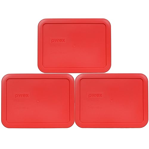 Pyrex 7210-PC 3-Cup Red Food Storage Replacement Lid (3-Pack) - Made in USA