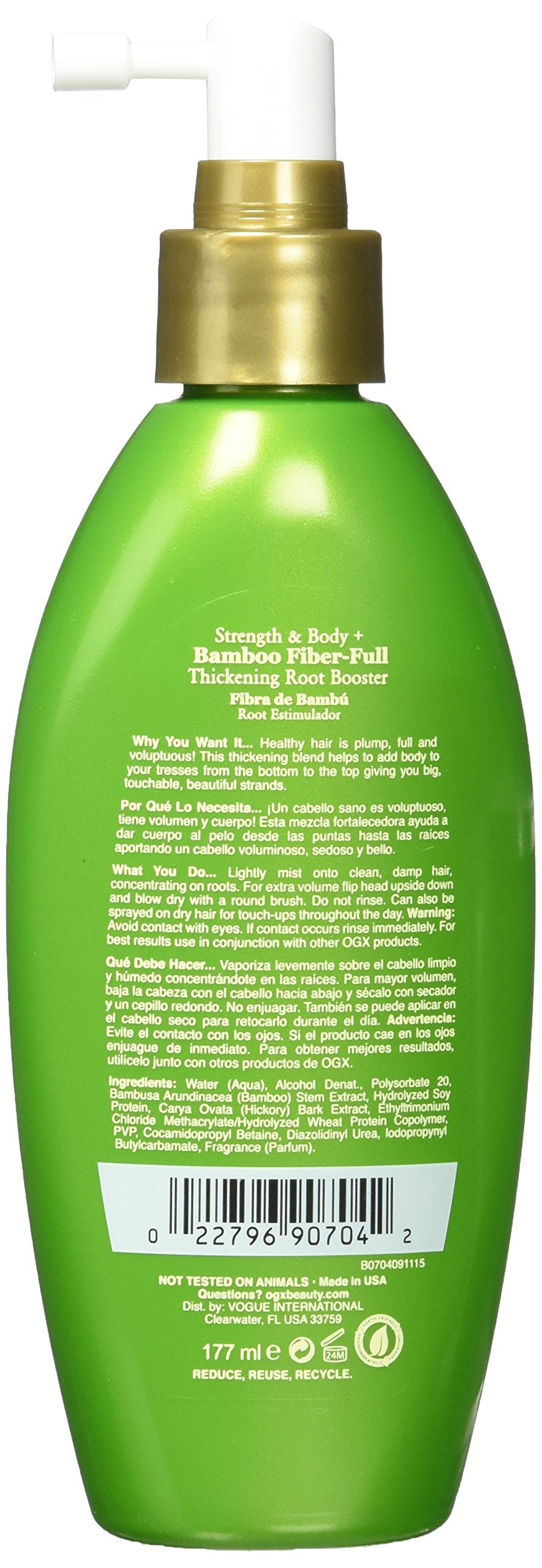 Organix Strength & Body Plus Fiber-Full Thickening Root Booster, 6 Fluid Ounce