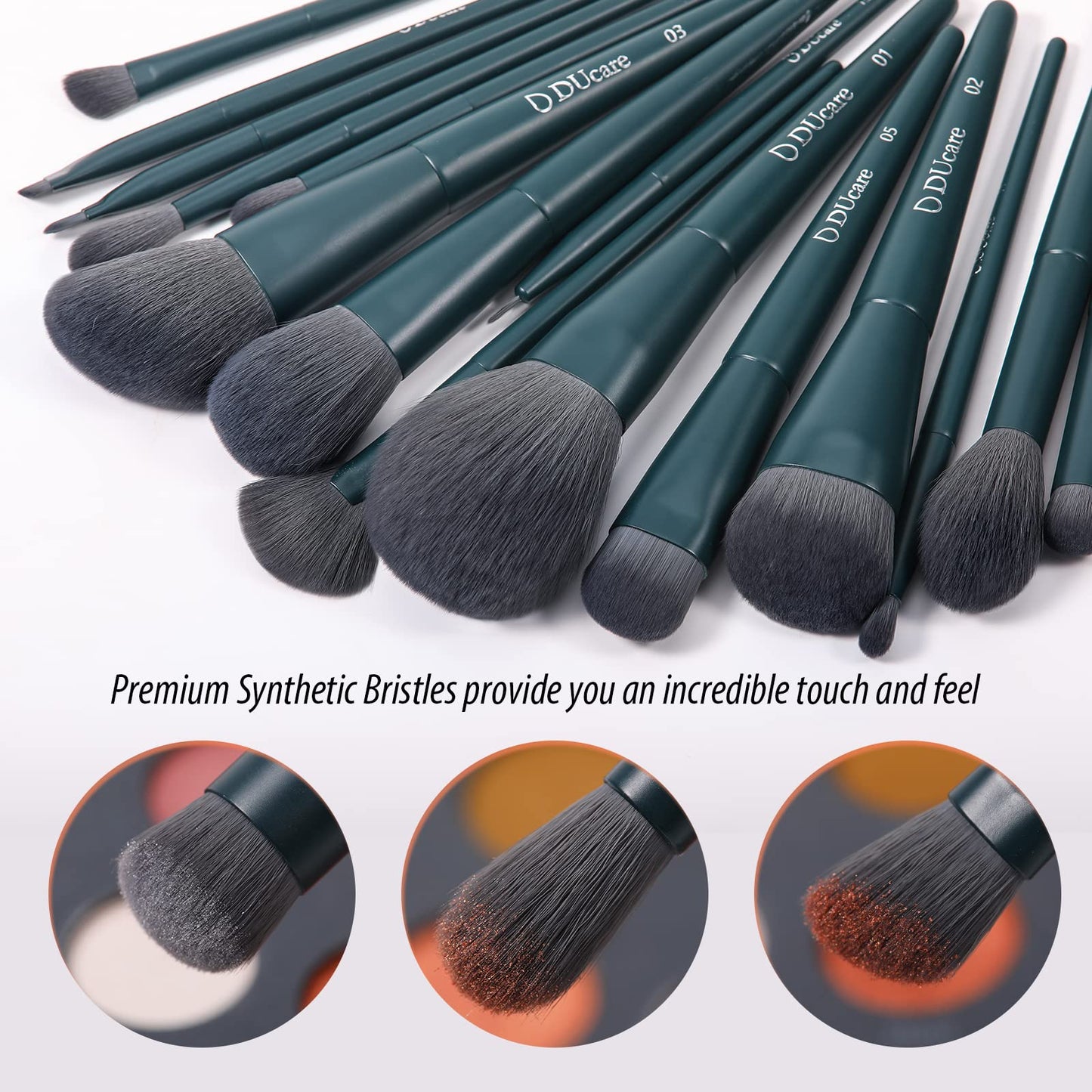 DUcare Christmas Makeup Gift Set 19 Pcs,17pcs Brushes Brush 1pc Cleaning Mat and 1pc Makeup Sponge Professional Face Powder Eye Shadow Powder Liquid