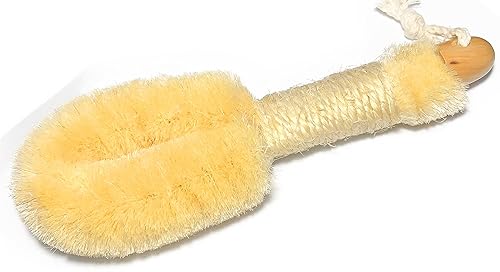 Quality SISAL All Natural Spa Dry Skin Brush with Off-White Cord Handle for Men & Women - 10" Length