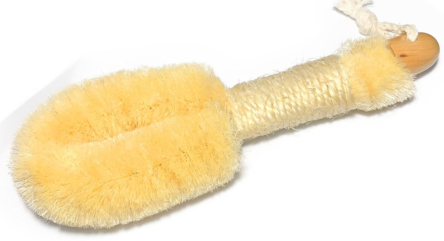 Quality SISAL All Natural Spa Dry Skin Brush with Off-White Cord Handle for Men & Women - 10" Length