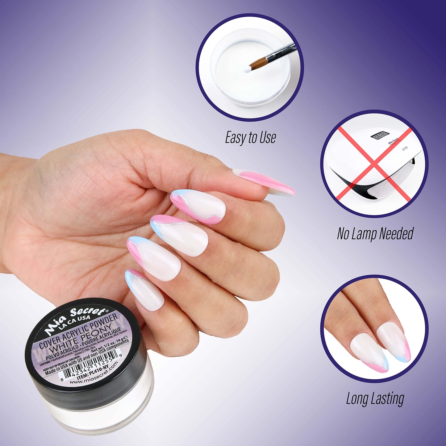 Cover White Peony Acrylic Powder Mia Secret (4 oz.)