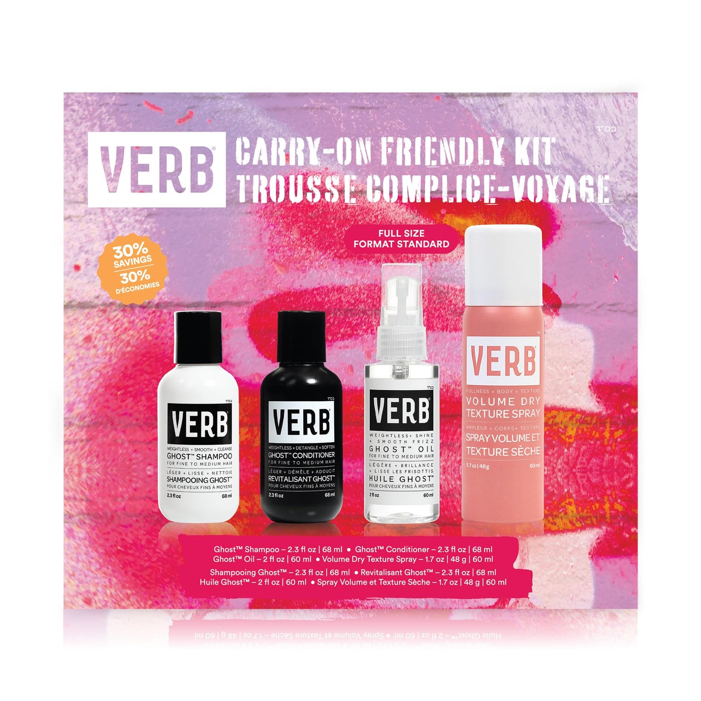 VERB Carry-on Friendly Kit, 4 pc - Bestsellers for Smooth Shine + Weightless Finish + Reduce Frizz