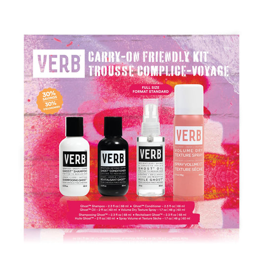 VERB Carry-on Friendly Kit, 4 pc - Bestsellers for Smooth Shine + Weightless Finish + Reduce Frizz