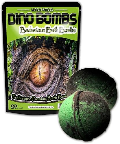 Kids Dino Bombs Dinosaur Bath Bombs - Fun XL Bathbombs for Kids - 5 Ounces Each - Kids Bath Fizzers - Turns Kids Bath Water Murky Green - 2 Pack