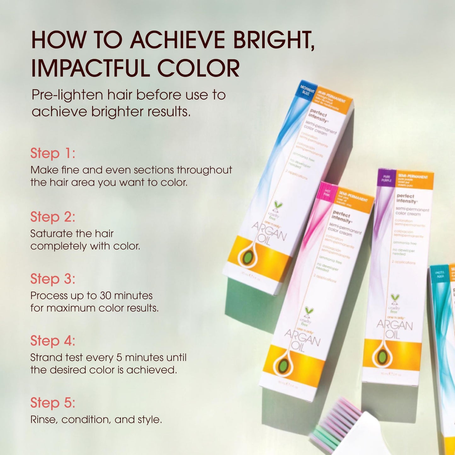 Argan Oil Perfect Intensity Semi-Permanent Color Cream - Pastel Bubblegum by One n Only for Unisex - 3 oz Hair Color