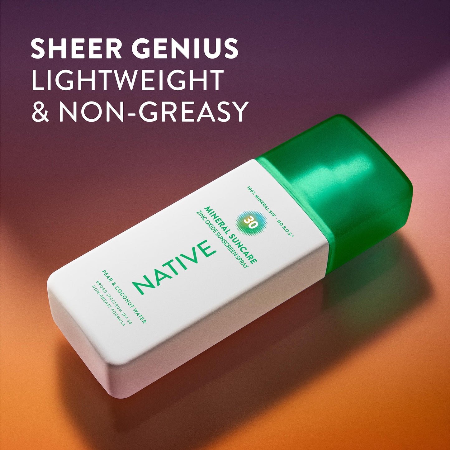 Native Mineral Sunscreen Spray SPF 30, Pear & Coconut Water Scent, with 100% Mineral Zinc Oxide for Face & Body, Hawaii Compliant, Vegan, No White Beauty and Personal Care Native