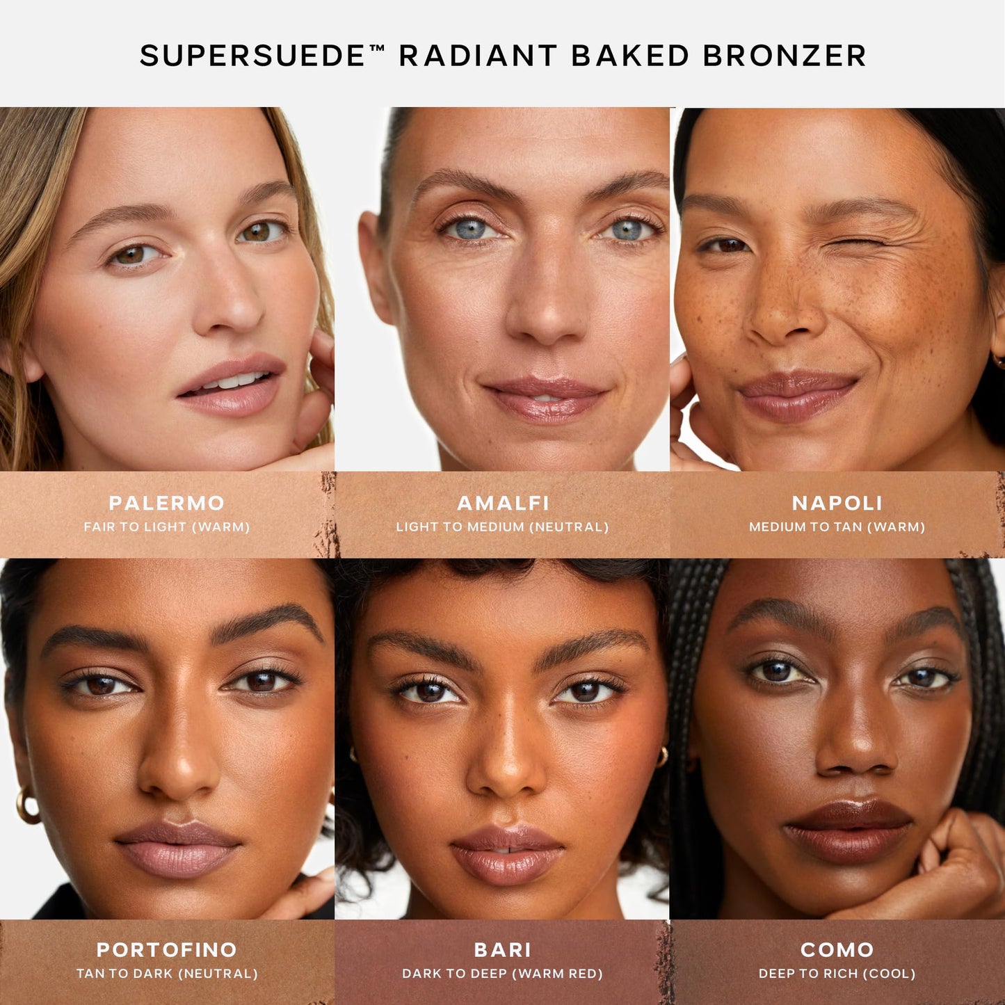 Saie SuperSuede Radiant Baked Bronzer Powder - Hydrating, Long-Lasting + Blurring Powder Bronzer for a Warm, Natural Glow - With Squalane + Jojoba