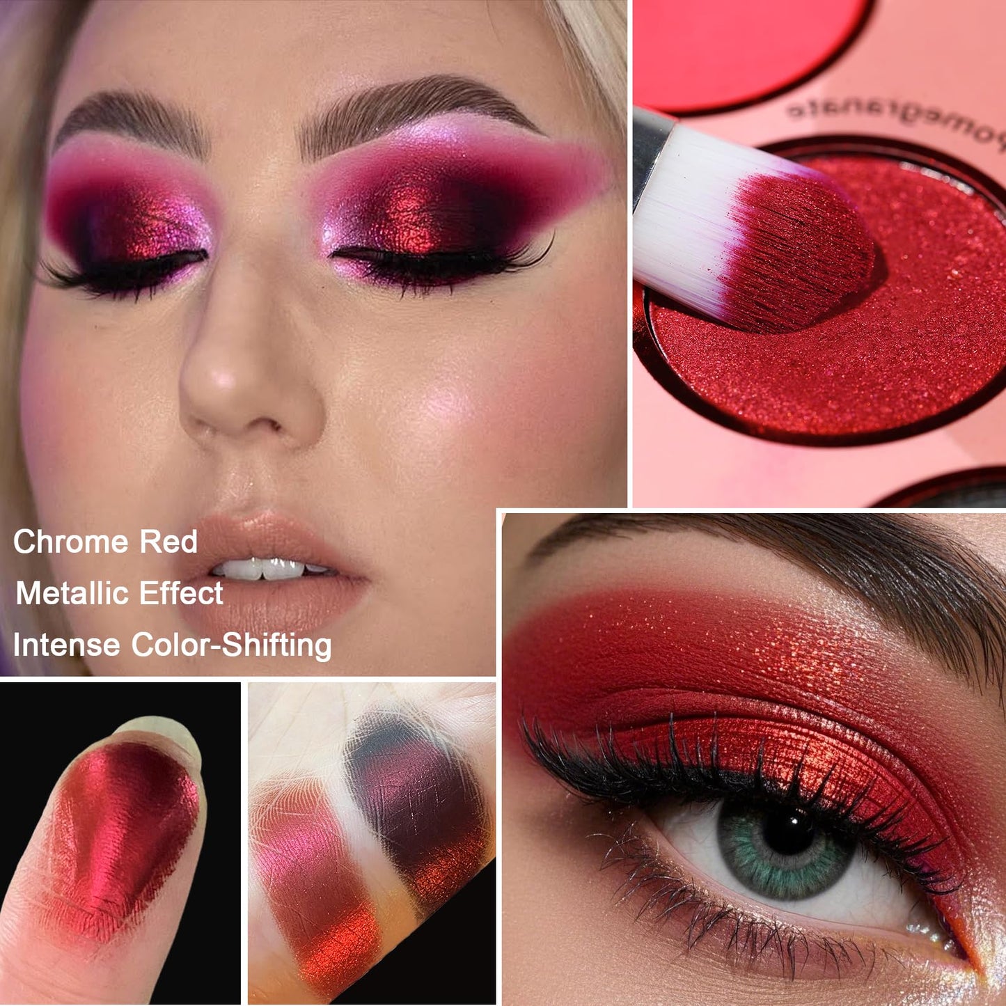 Afflano Red Eyeshadow Palette Makeup, Ultra Pigmented and Blending Bright Dark Hot True Red Black Eye Shade 12 Color, Cruelty Free Velvet Matte